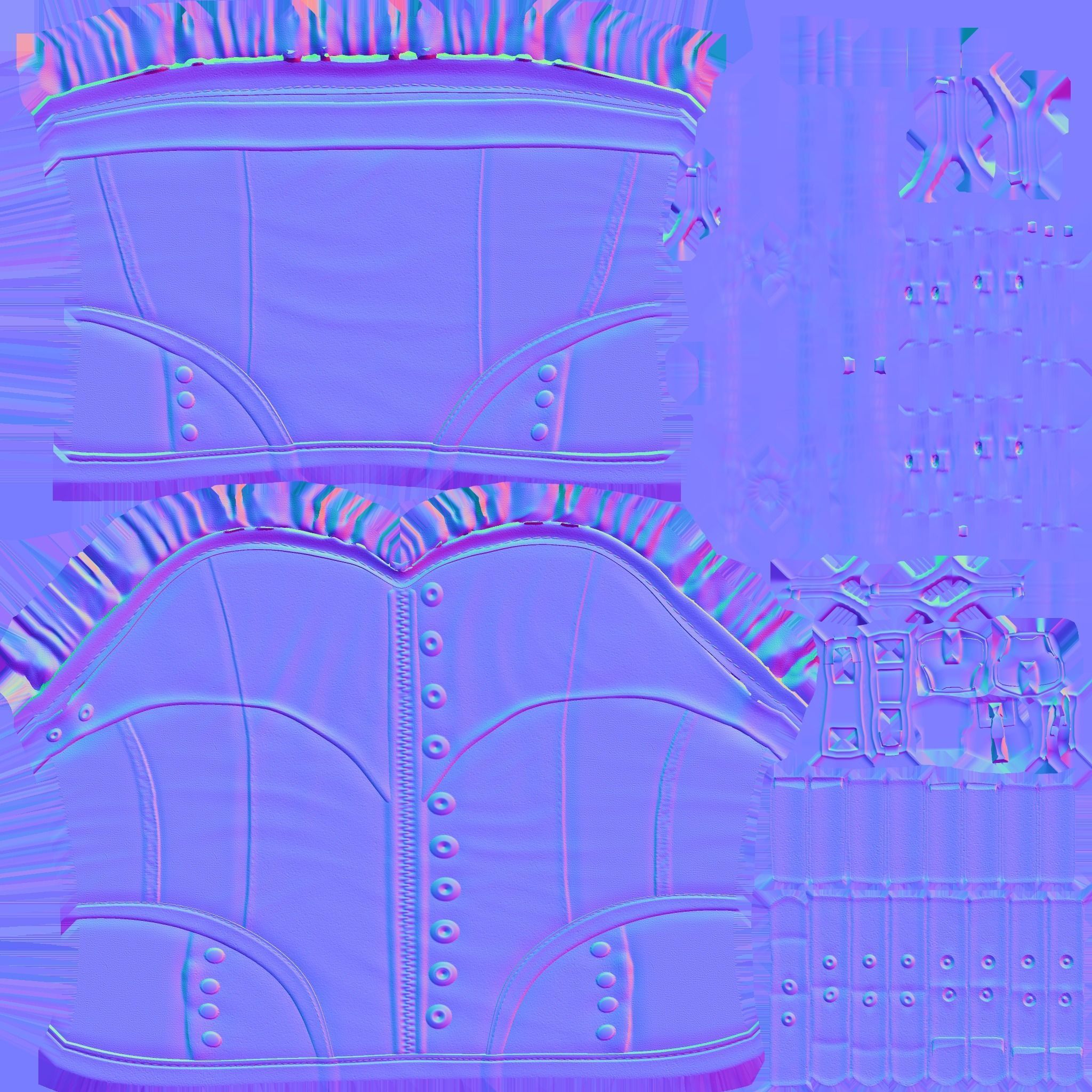 Black Leather Underbust Victorian Corset Top Low-poly 3D model_11