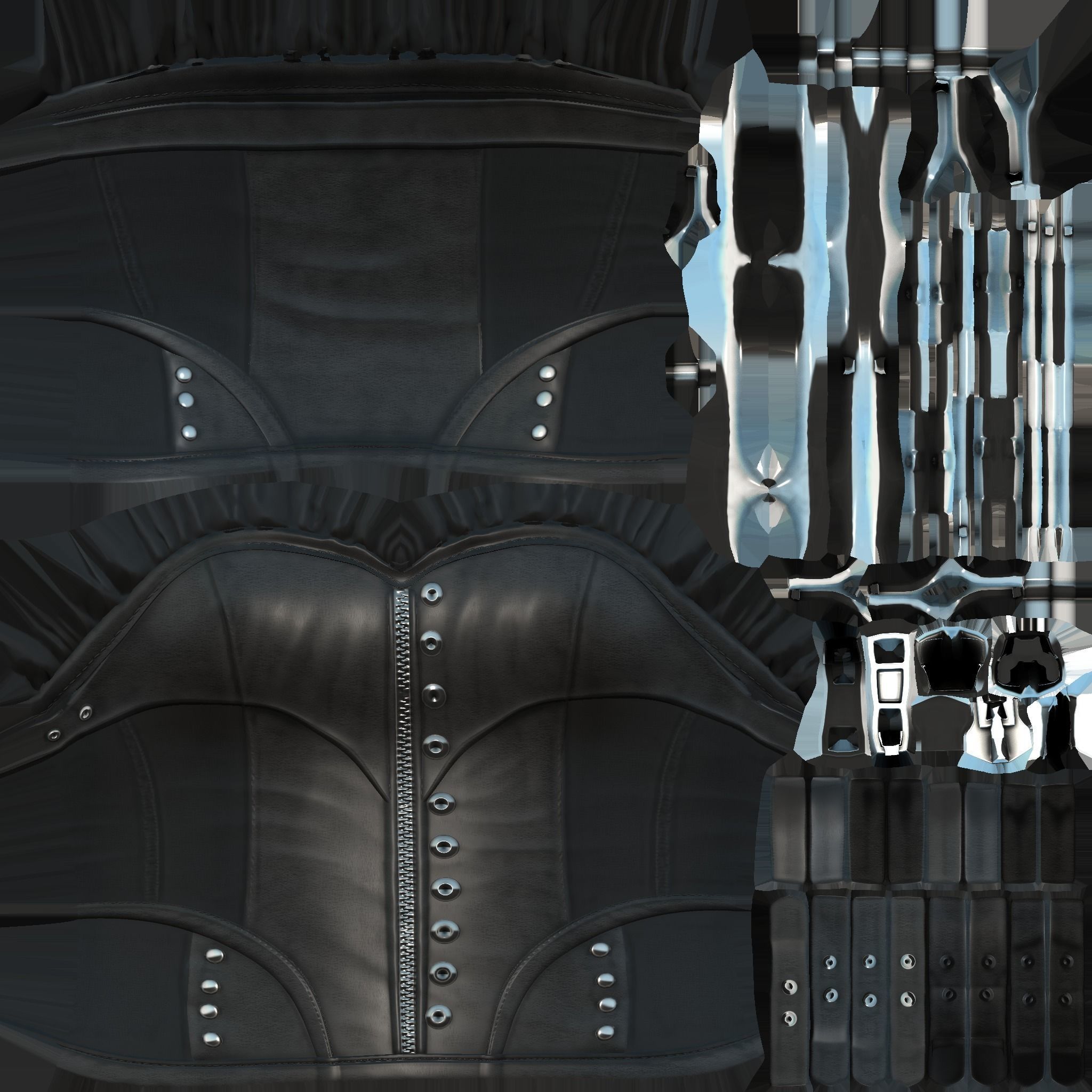 Black Leather Underbust Victorian Corset Top Low-poly 3D model_10