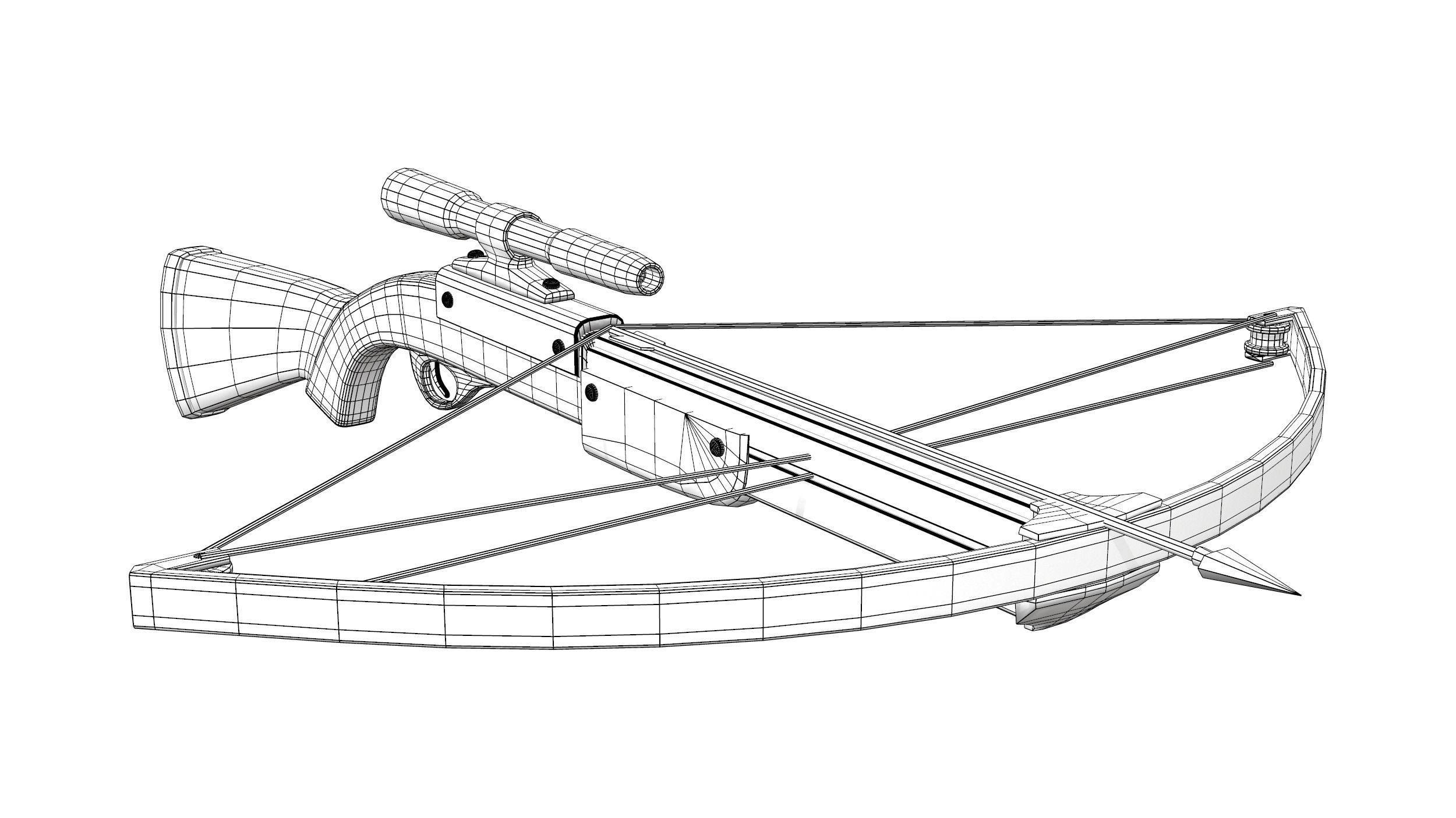Modern Cross Bow With Binocular Low-poly 3D model_7