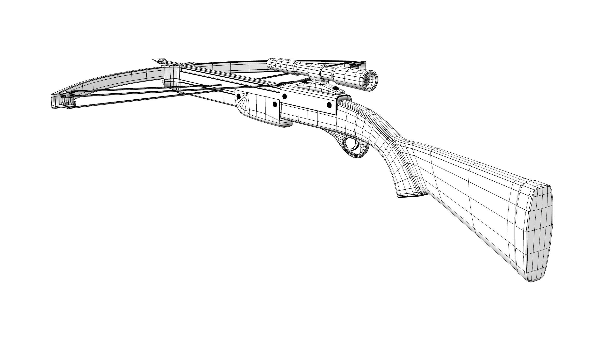 Modern Cross Bow With Binocular Low-poly 3D model_8