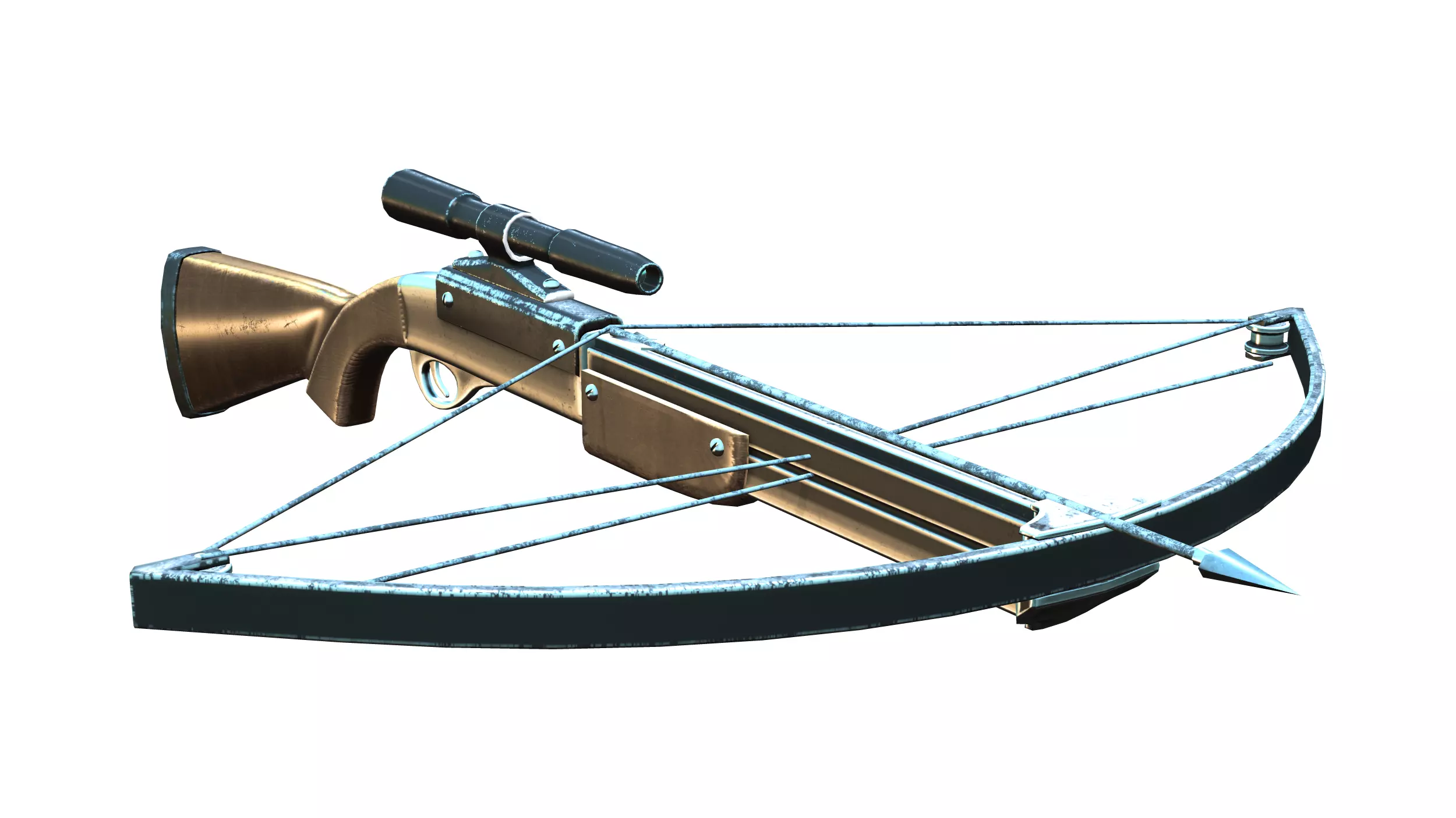 Modern Cross Bow With Binocular Low-poly 3D model_0