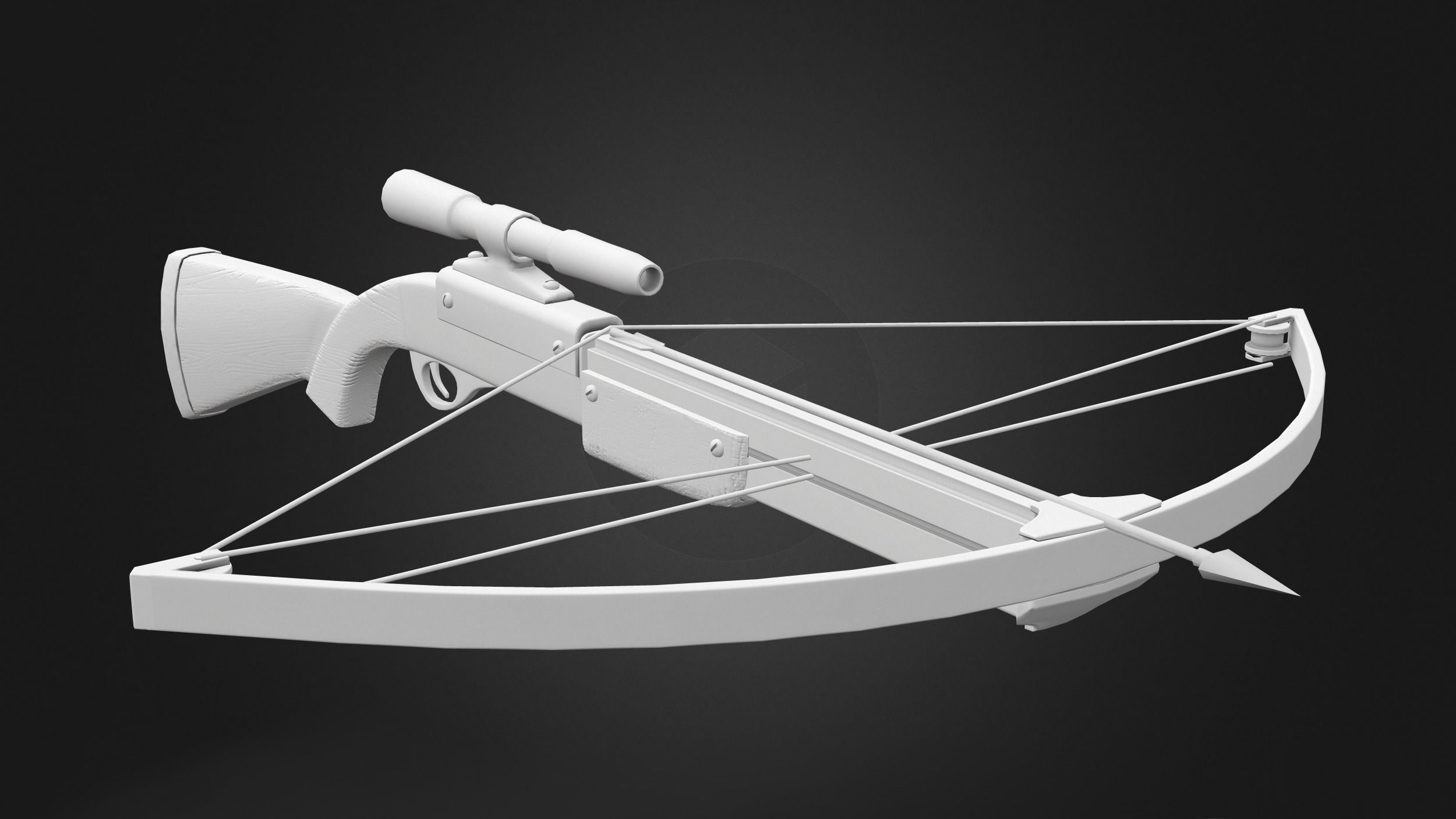 Modern Cross Bow With Binocular Low-poly 3D model_9