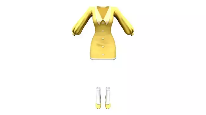 Retro Yellow Bishop Sleeves Flapped  Royal Mini Dress
