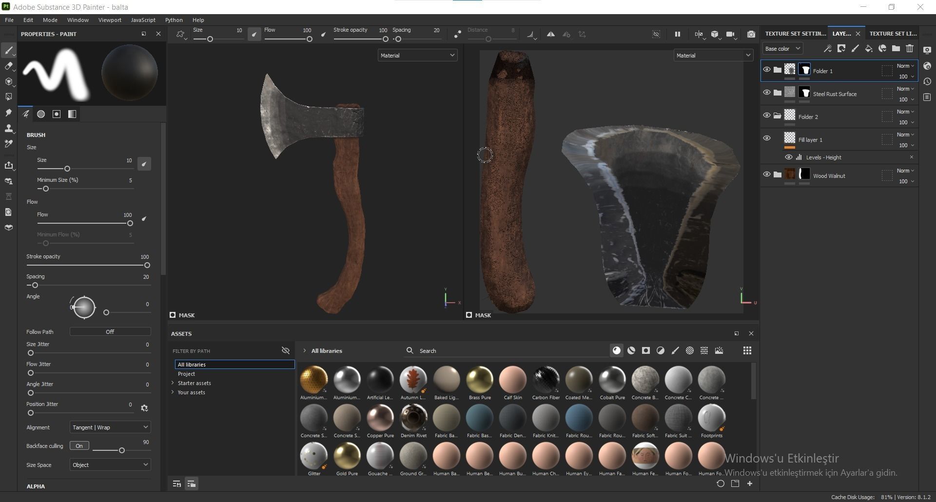 detailed realistic wooden ax 3D model_8