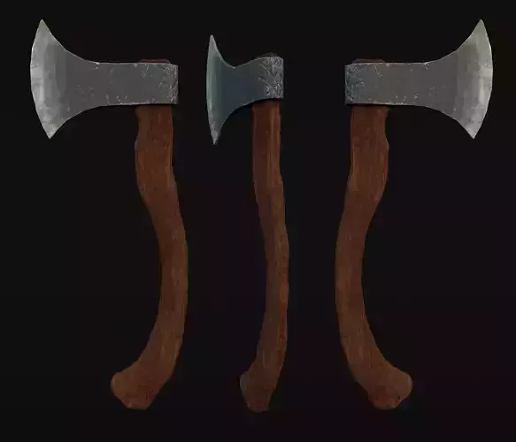 detailed realistic wooden ax 3D model