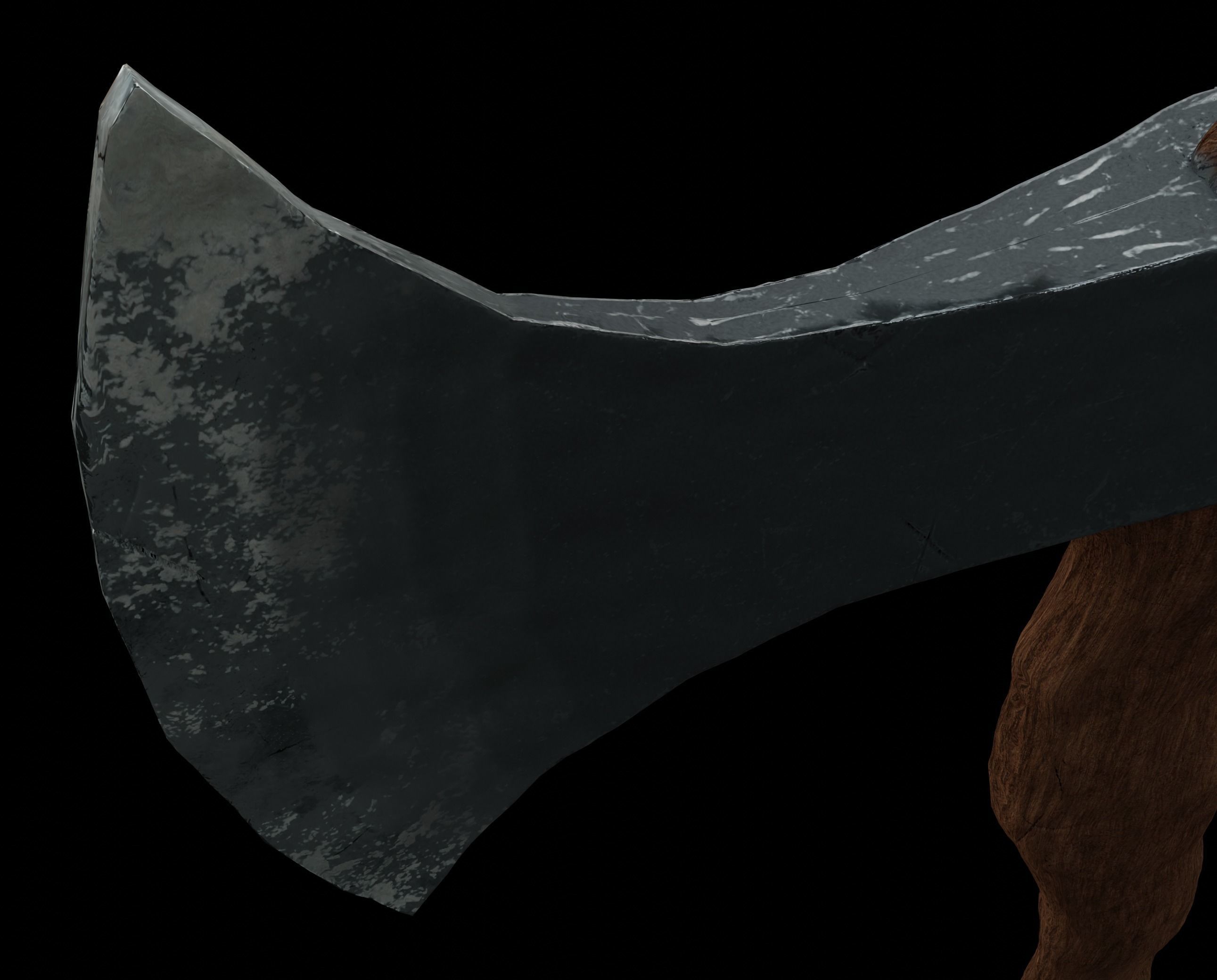 detailed realistic wooden ax 3D model_4