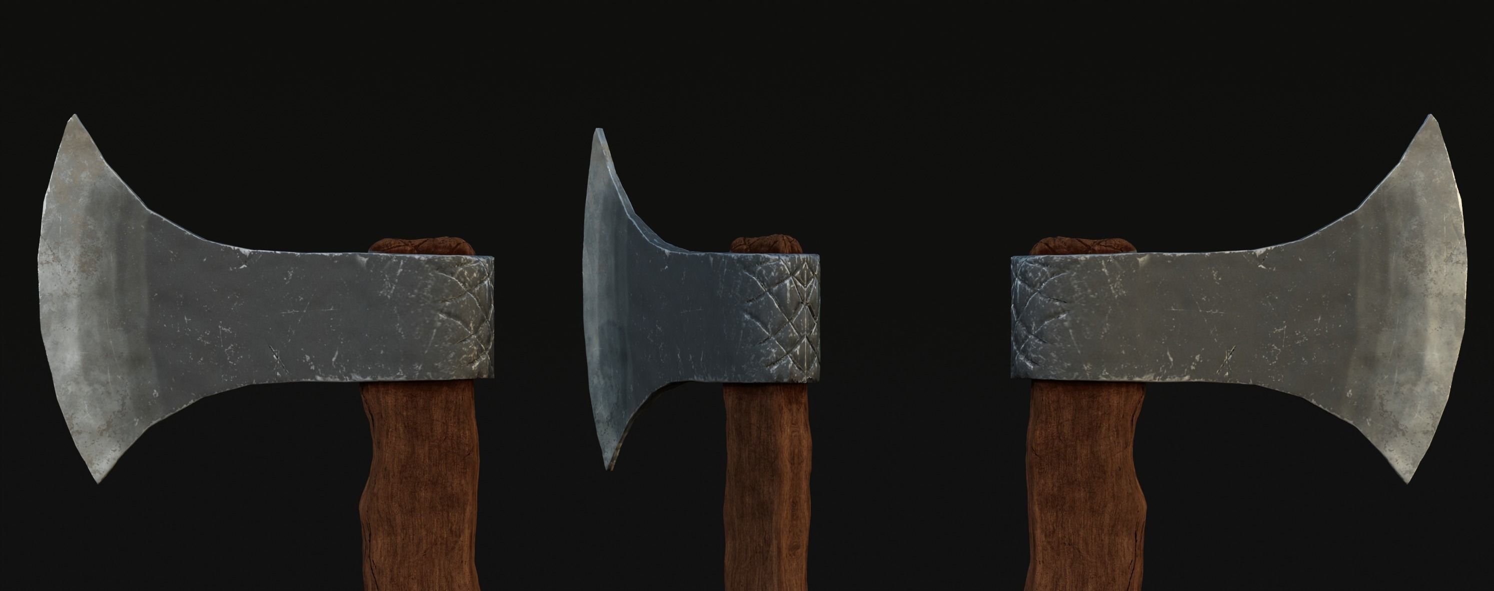 detailed realistic wooden ax 3D model_1