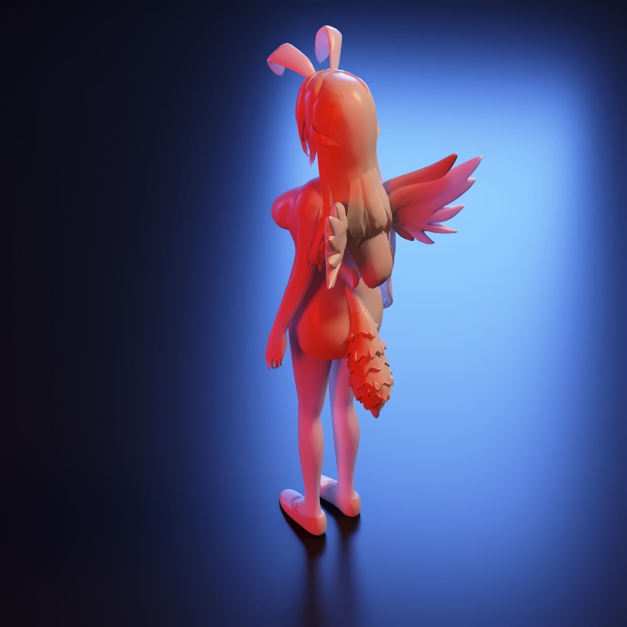 Anime girl with wings 3D print model_4