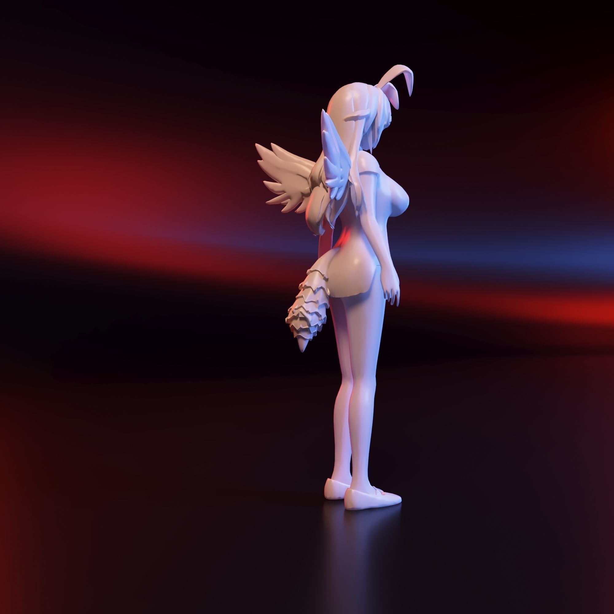 Anime girl with wings 3D print model_2