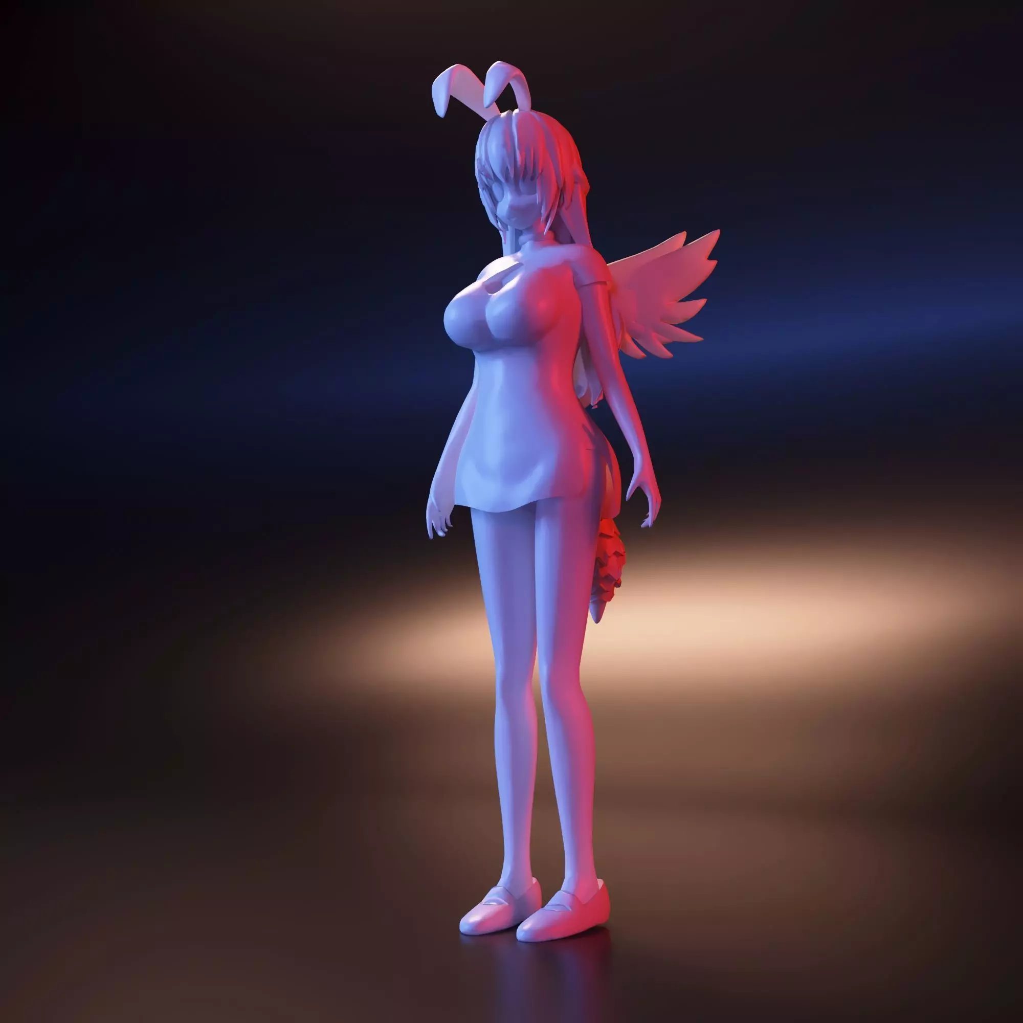 Anime girl with wings 3D print model_0