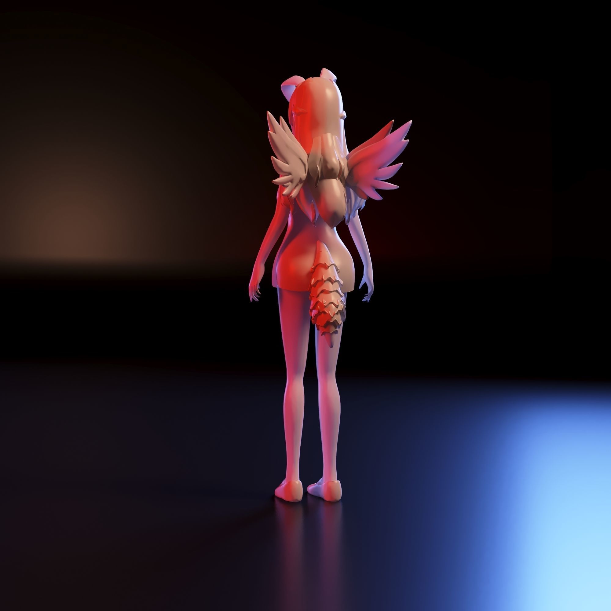 Anime girl with wings 3D print model_3