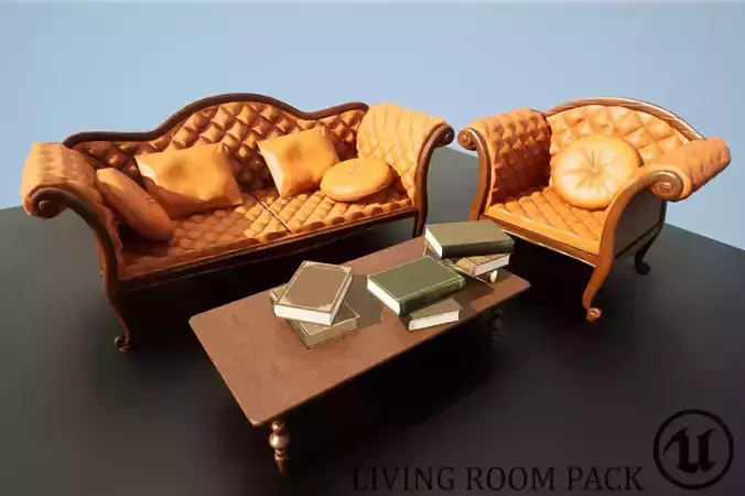 Living Room Pack Low-poly 3D model