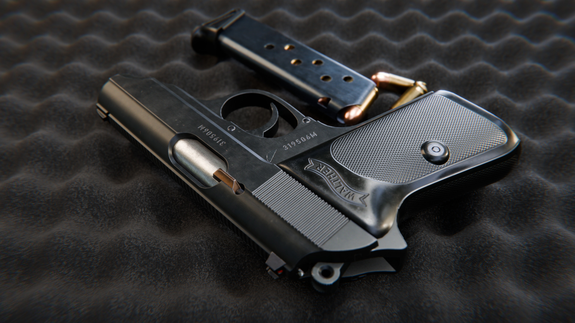 Walther PPK Pistol Low-poly 3D model_2