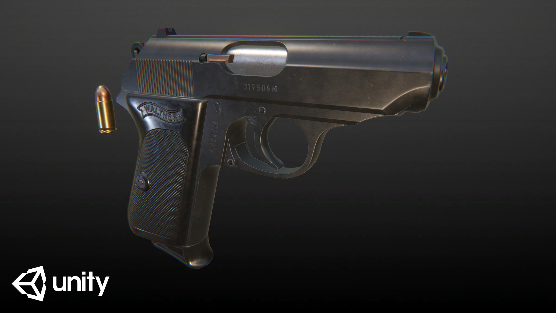 Walther PPK Pistol Low-poly 3D model_8