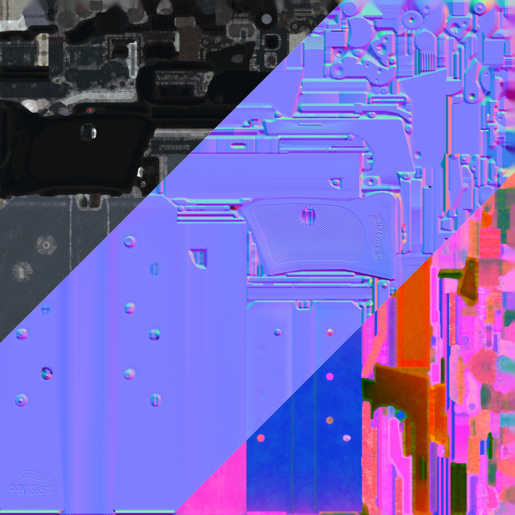 Walther PPK Pistol Low-poly 3D model_10