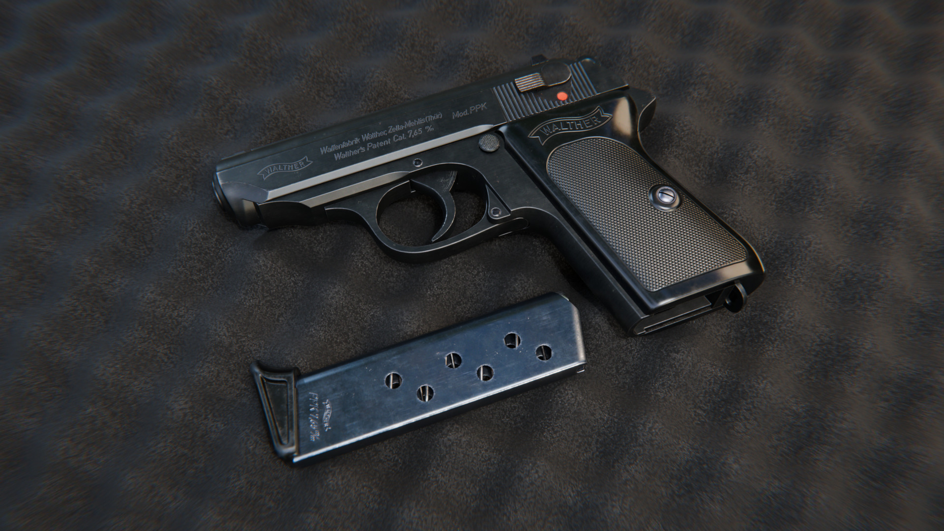 Walther PPK Pistol Low-poly 3D model_3