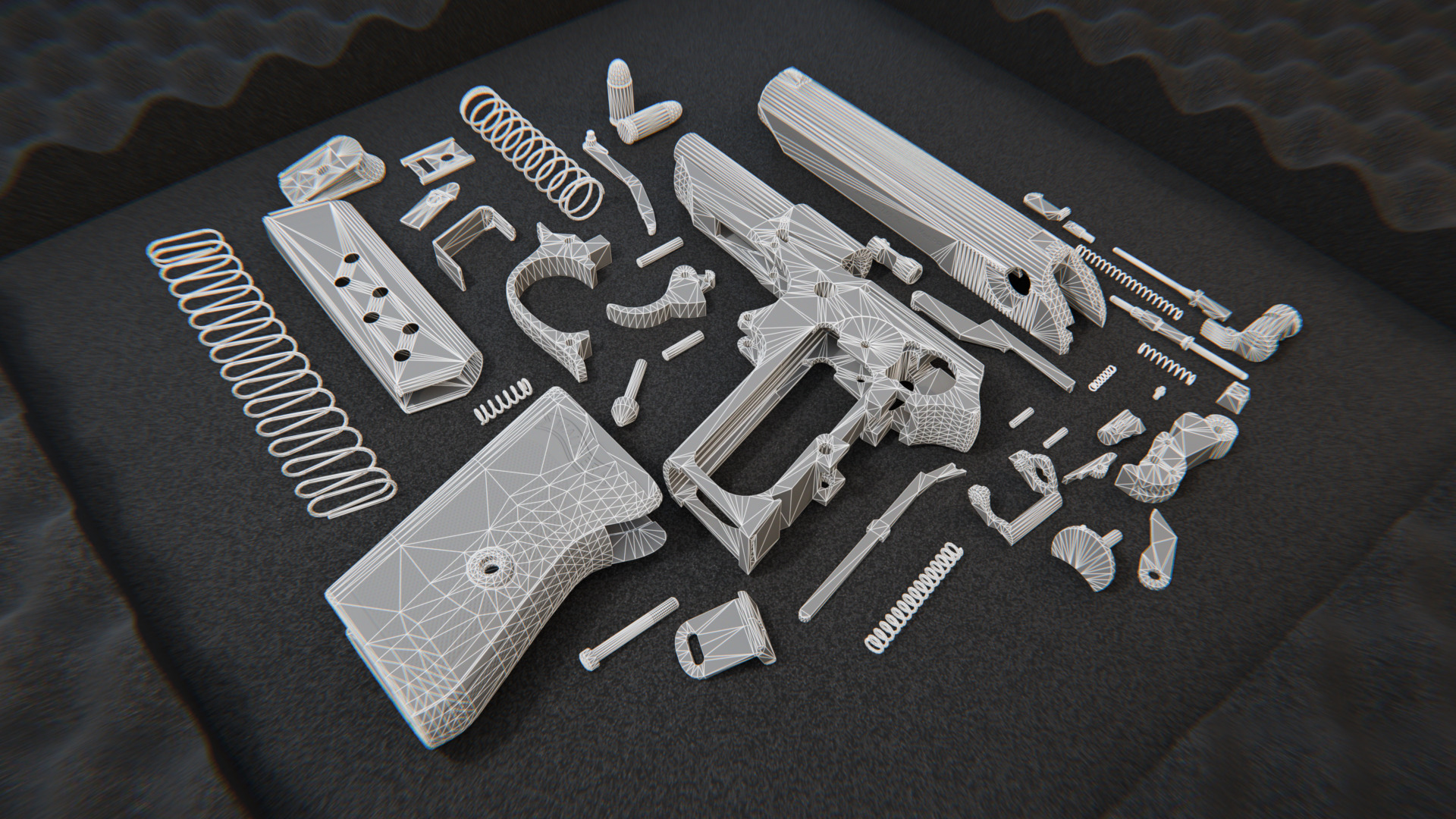 Walther PPK Pistol Low-poly 3D model_6