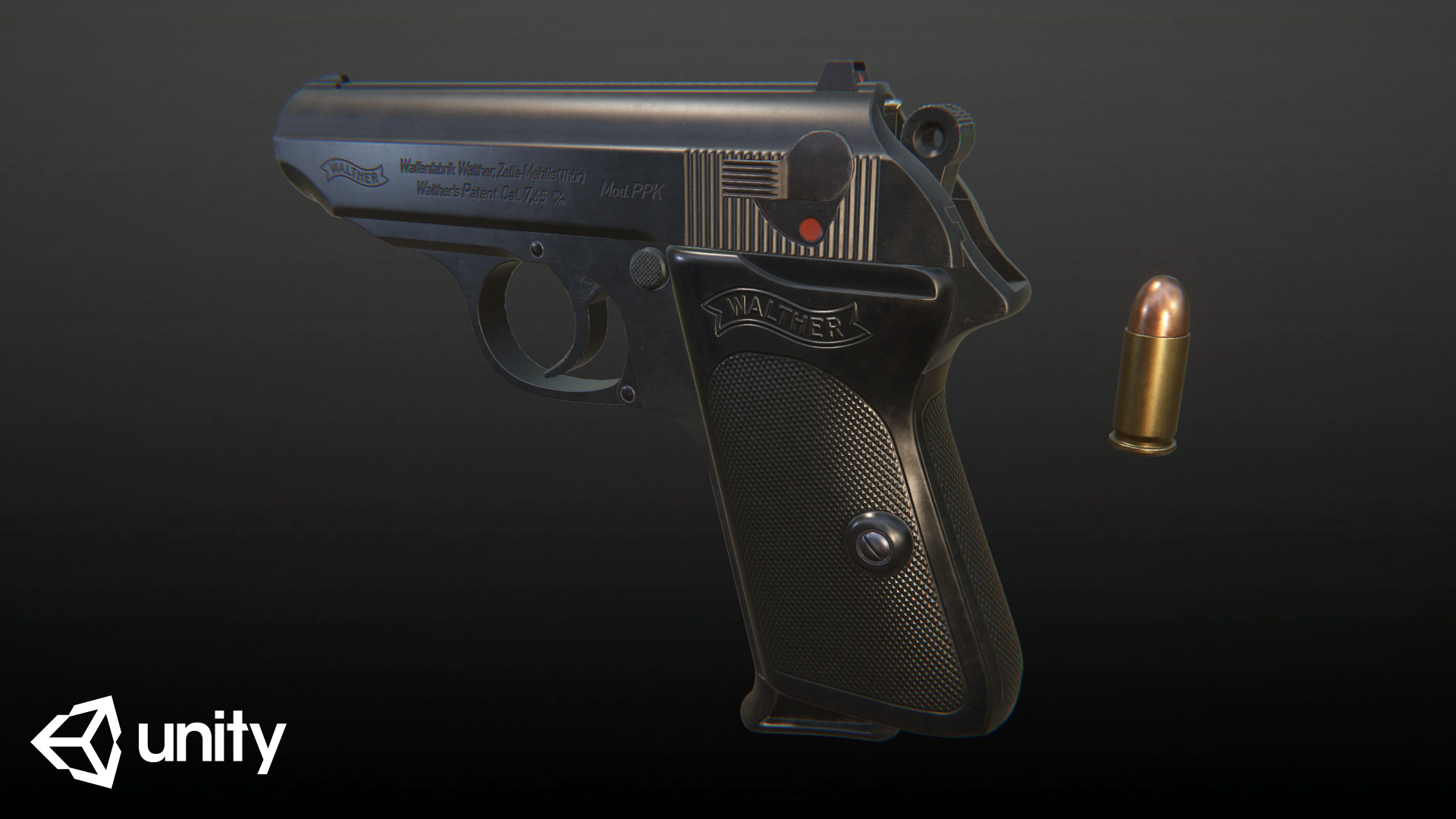 Walther PPK Pistol Low-poly 3D model_7