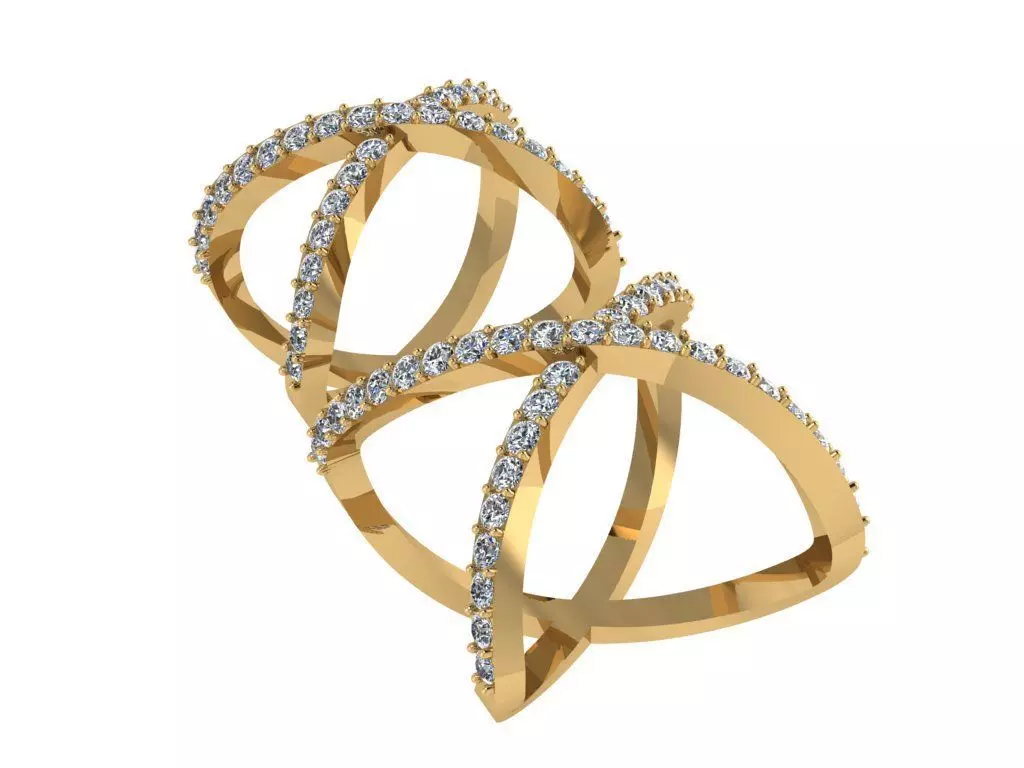 Ring371 two gold rings with diamonds 3D print model
