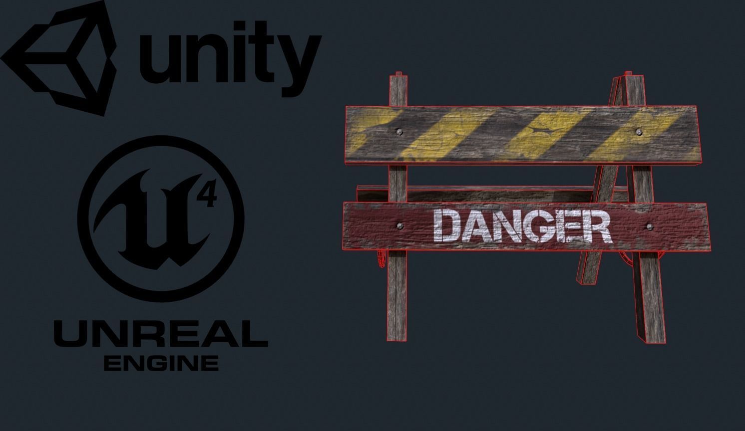 DangerRoadSign danger sign Low-poly 3D model_5