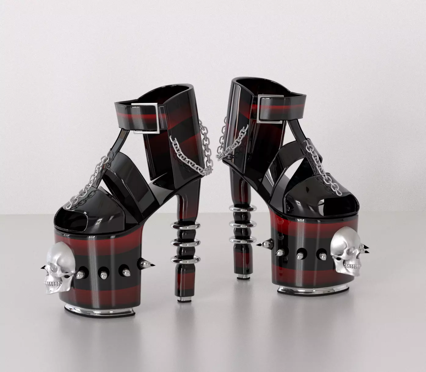 Marvelous Gothic High Heels Shoes 3D model