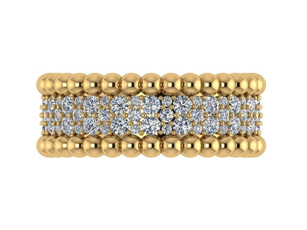 Ring372 gold diamond bead ring 3D print model_1