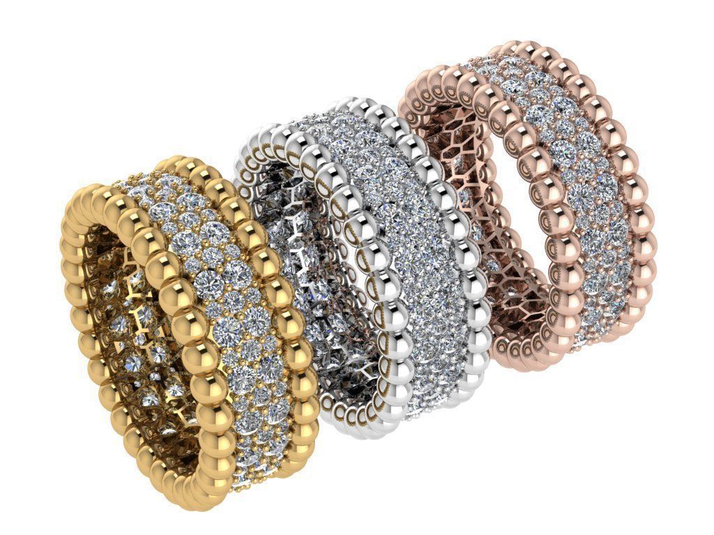Ring372 gold diamond bead ring 3D print model_4