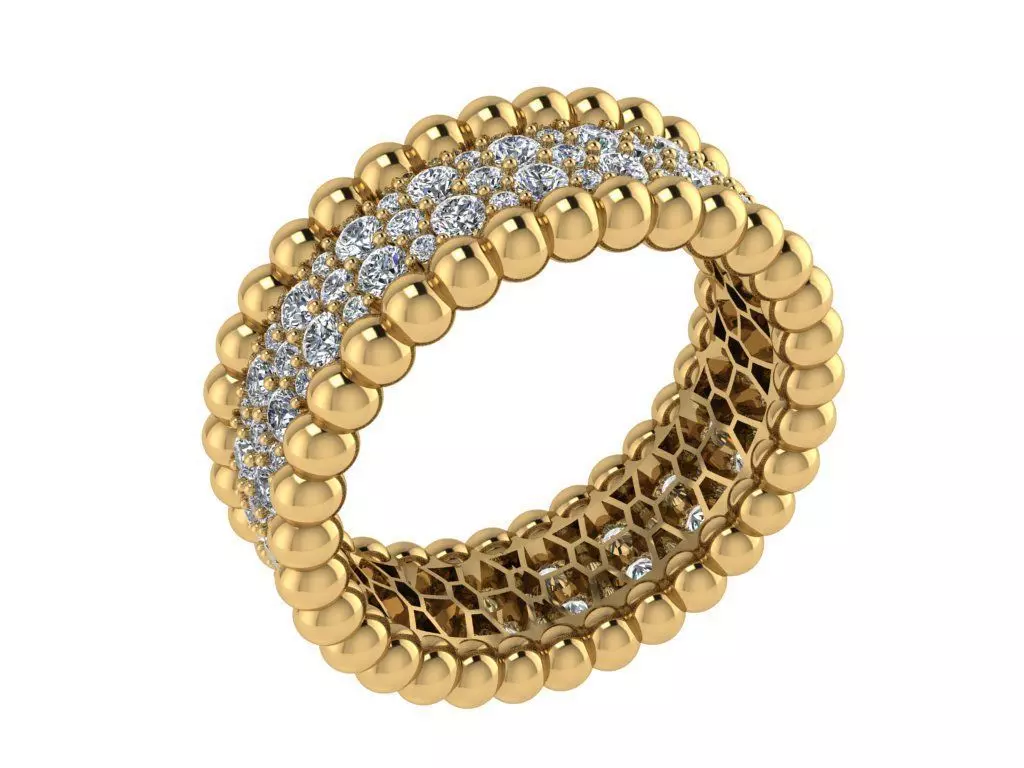 Ring372 gold diamond bead ring 3D print model_0