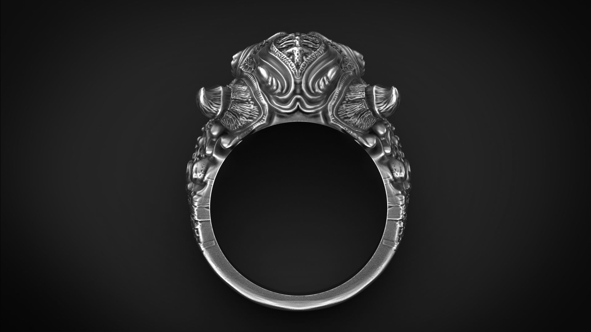 Hannya Oni mask ring STL 3d model for 3d printing 3D print model_6