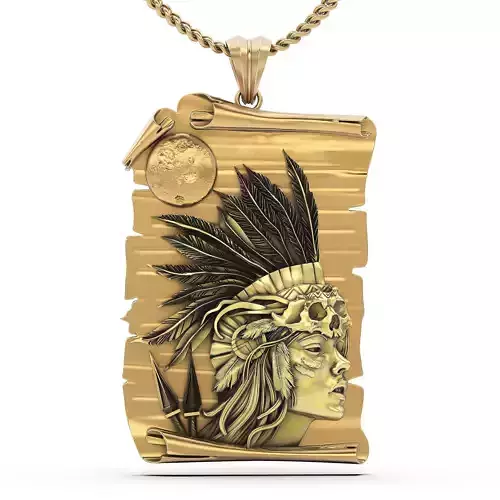 Indian Warrior pendant  gold jewelry printable 3D model 3D print model