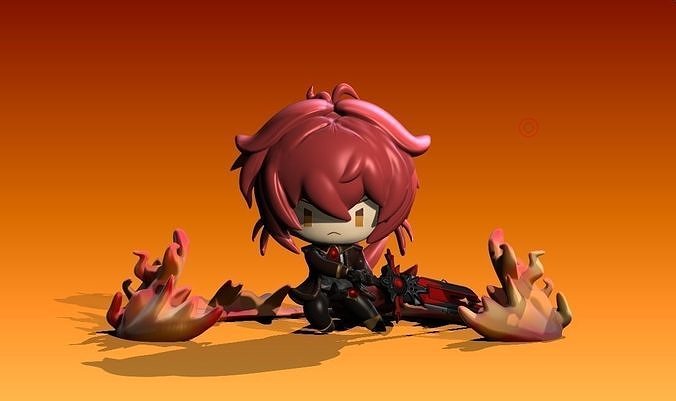 Diluc Chibi Genshin Impact 3D print model