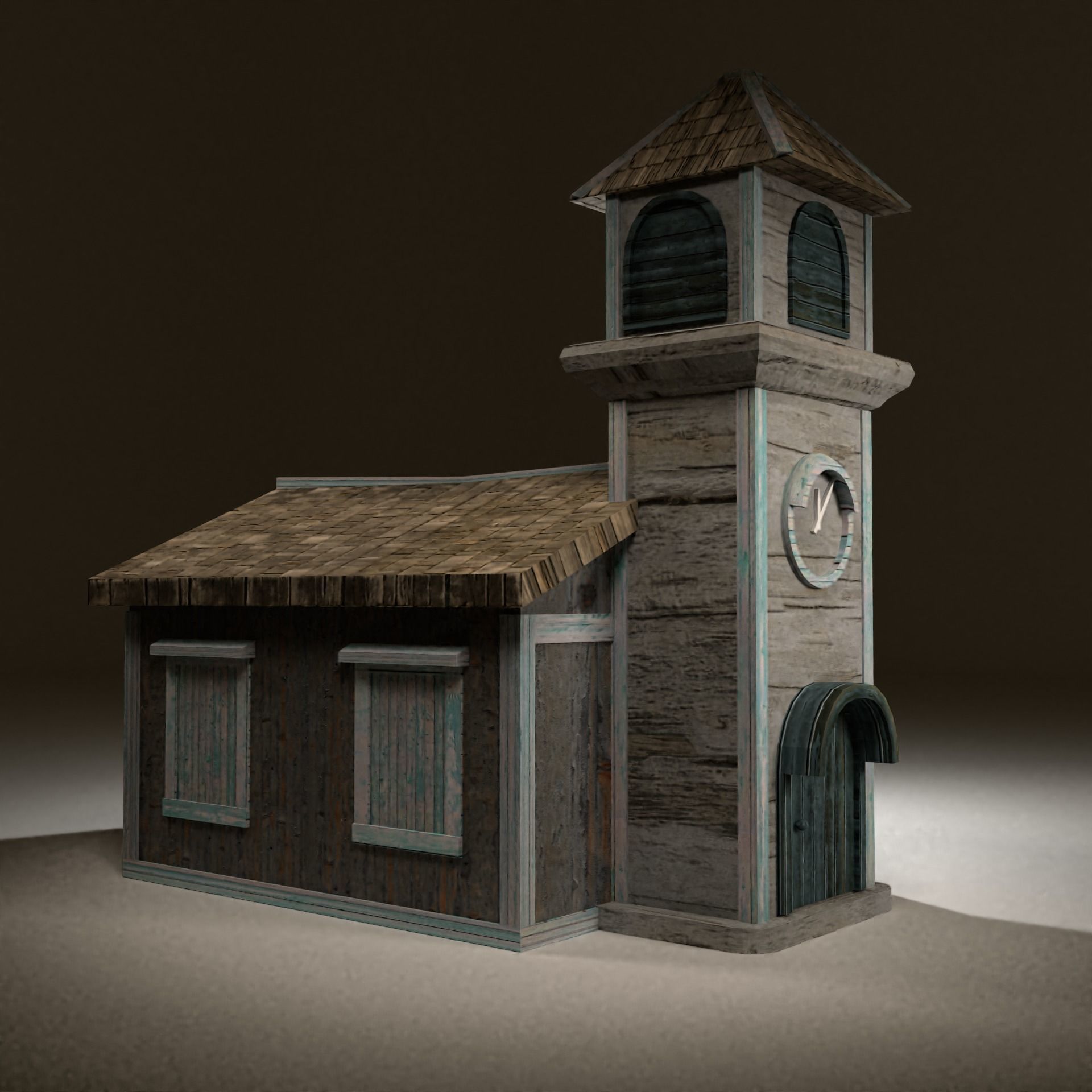 Wooden Church low poly building 3d model Low-poly 3D model_1