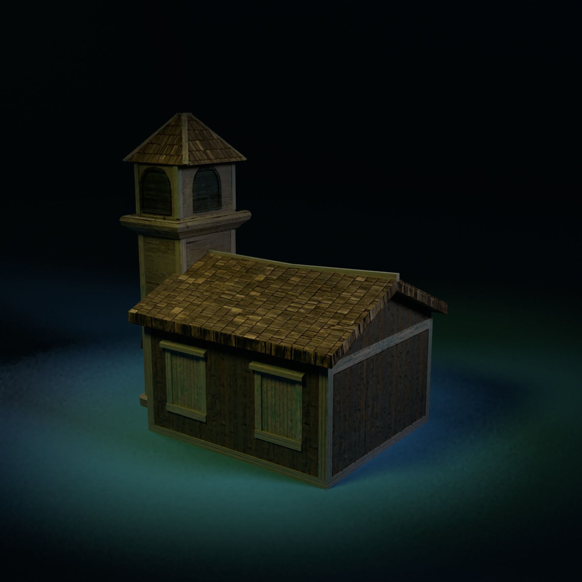 Wooden Church low poly building 3d model Low-poly 3D model_4