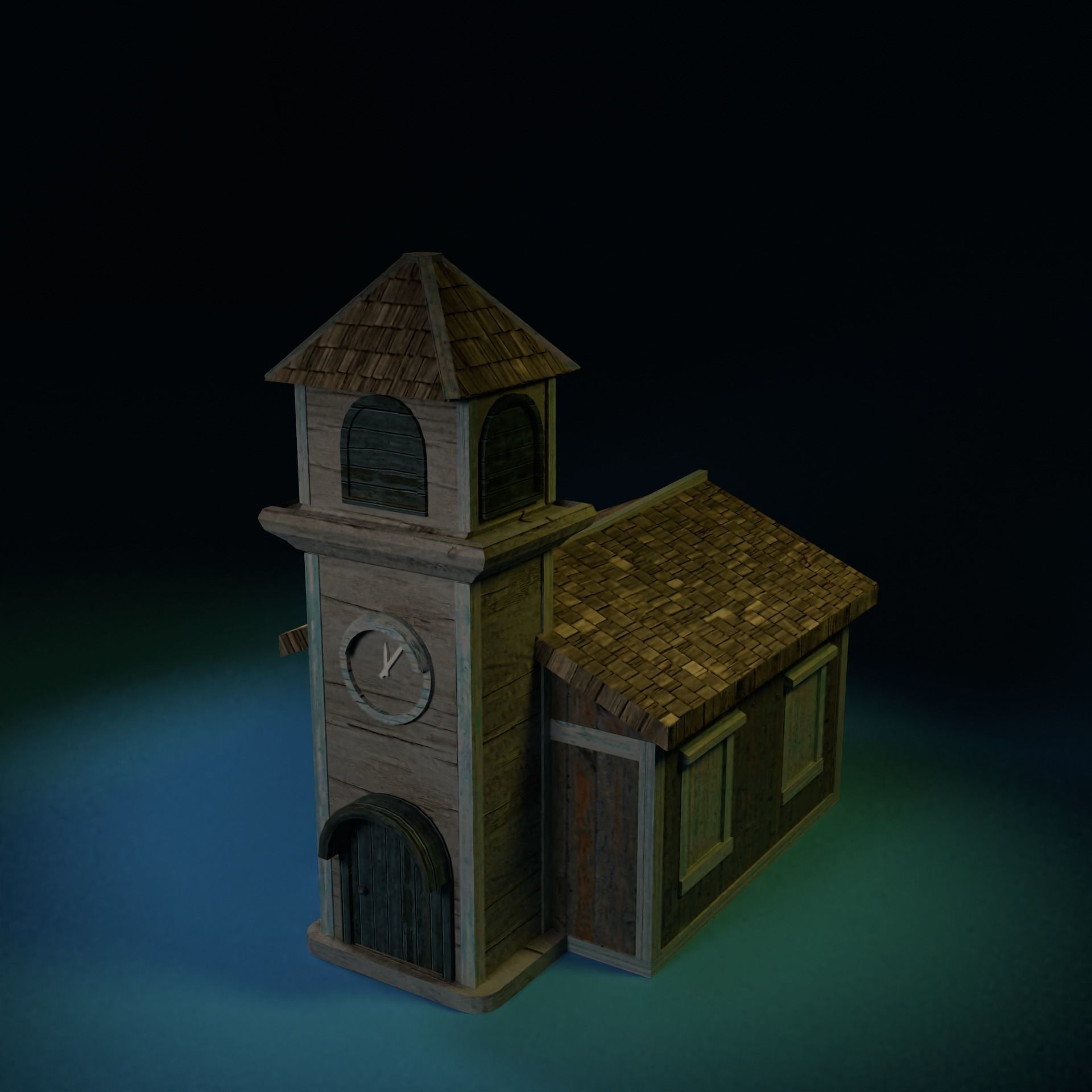 Wooden Church low poly building 3d model Low-poly 3D model_3