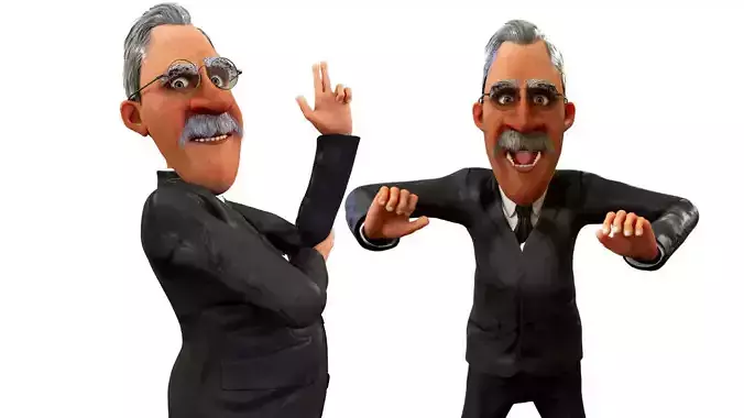 Old Toon Business Man  Low-poly 3D model
