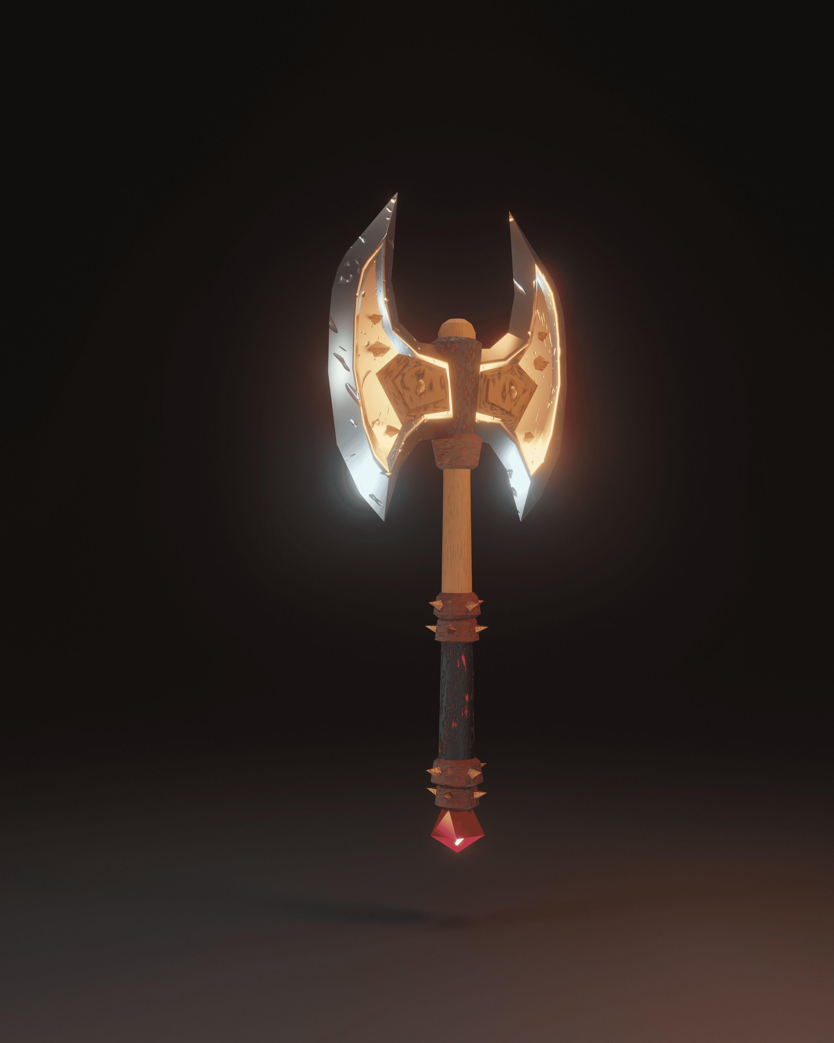 Axe - game ready model Low-poly 3D model with light Low-poly 3D model_1