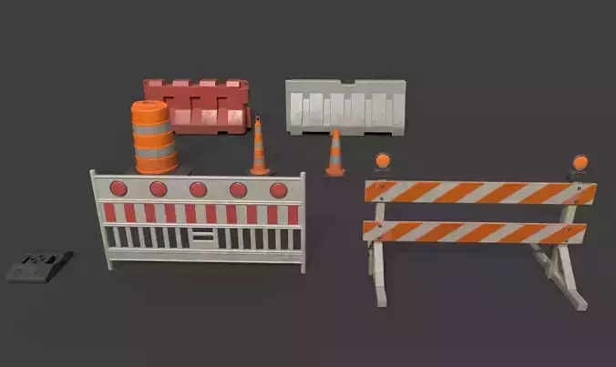 Road Barriers kit PBR Game Ready