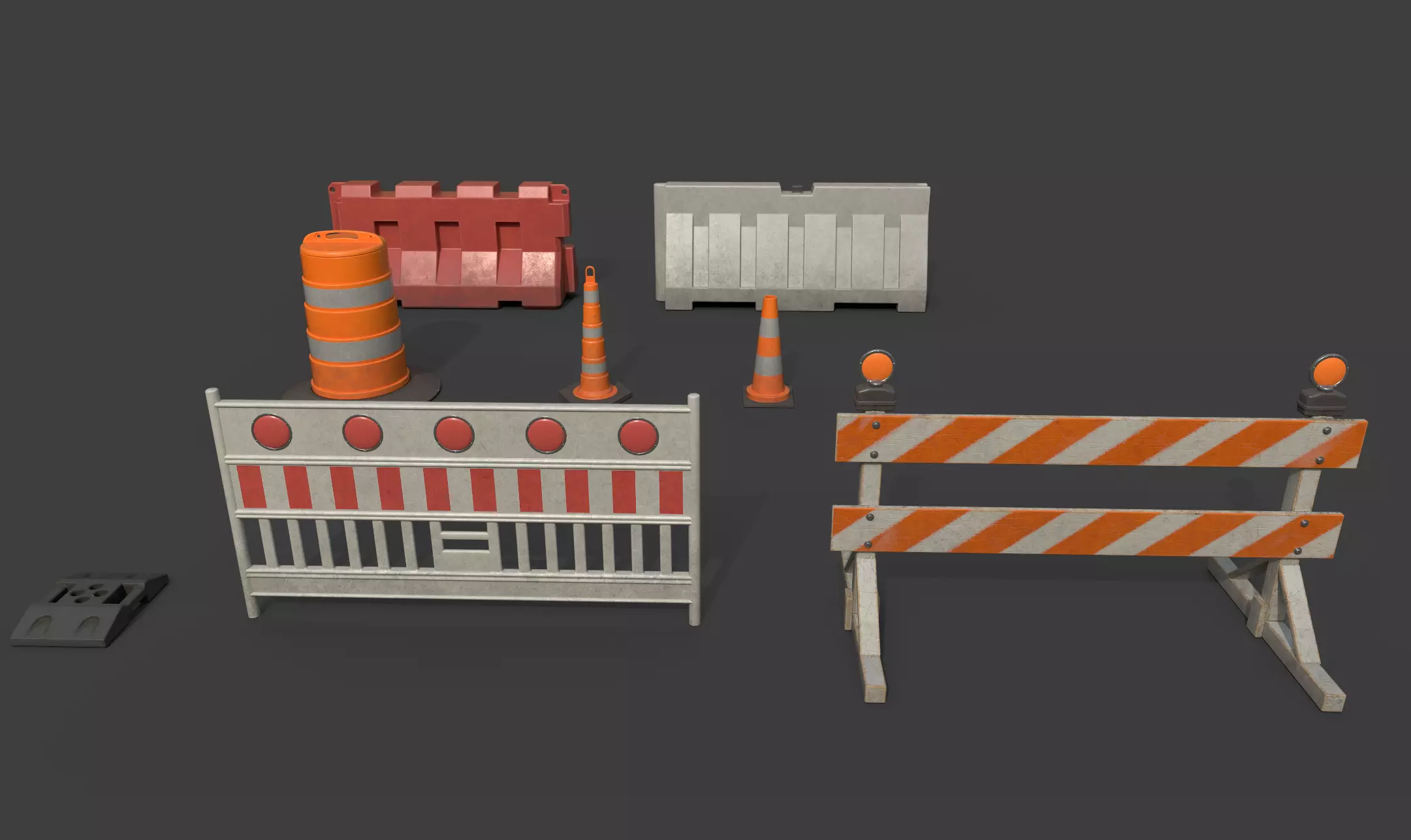 Road Barriers kit PBR Game Ready Free low-poly 3D model