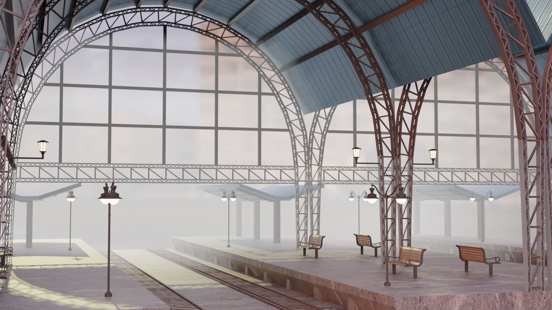 Railway Station 3D model_10