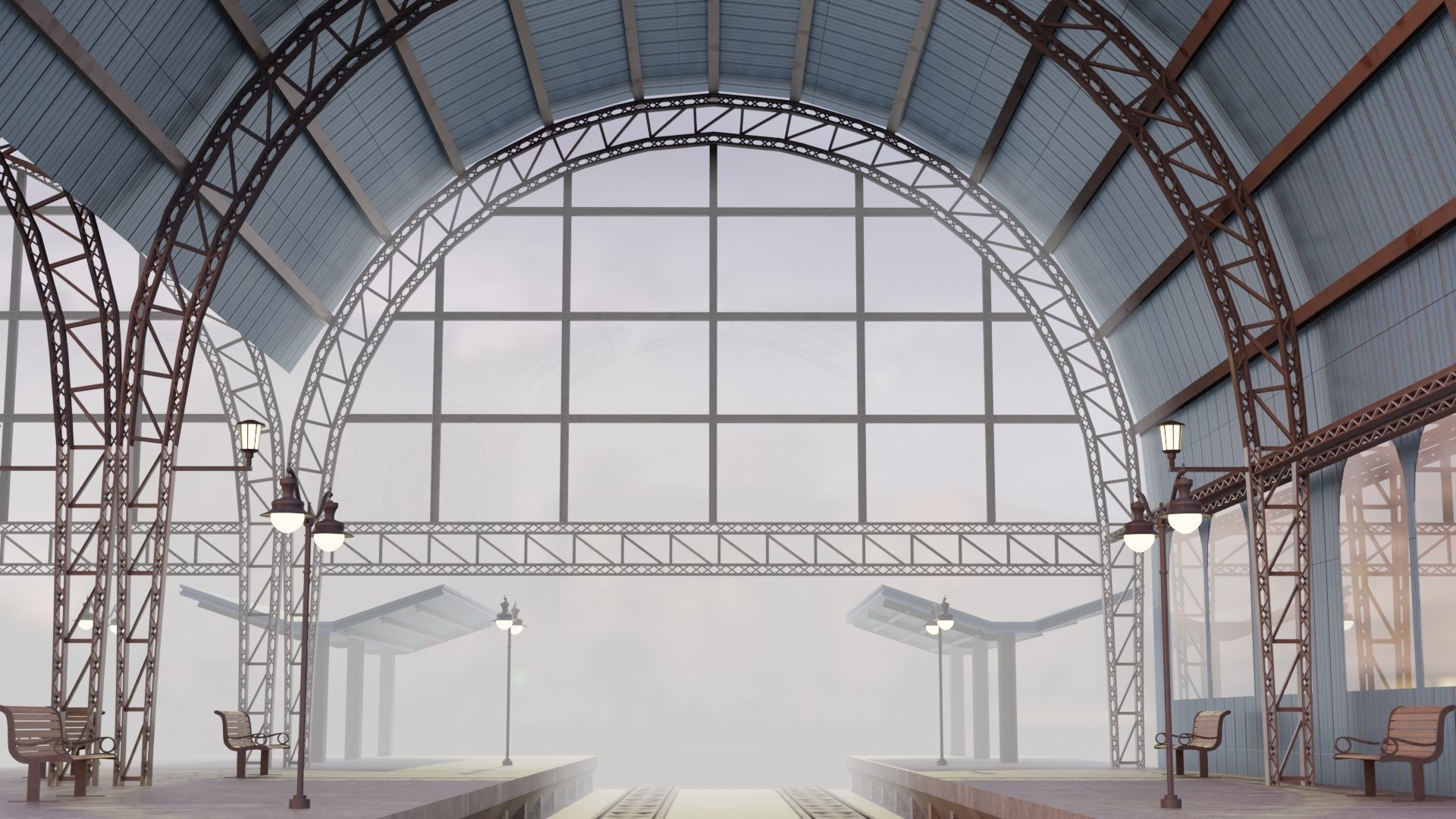 Railway Station 3D model_2