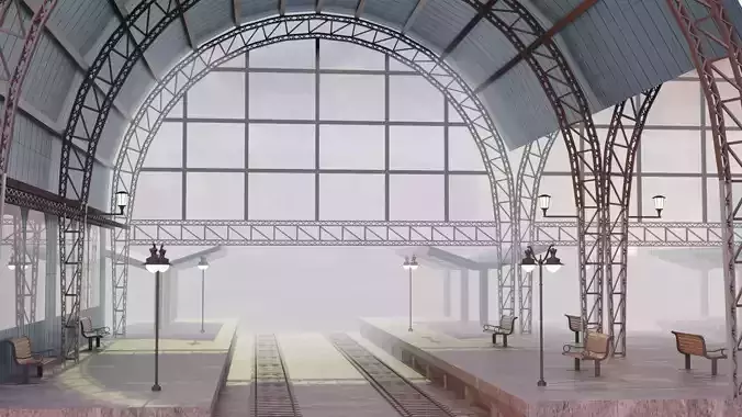 Railway Station 3D model