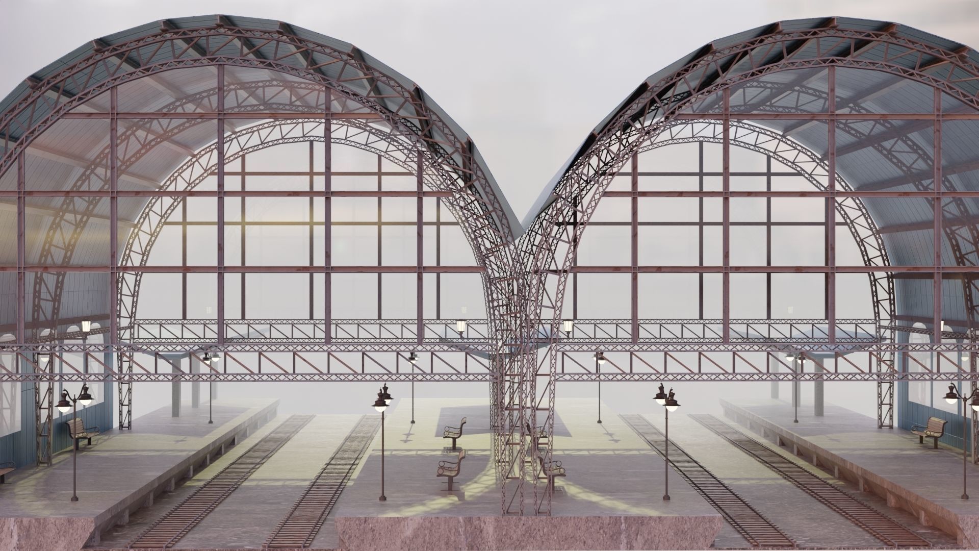 Railway Station 3D model_6