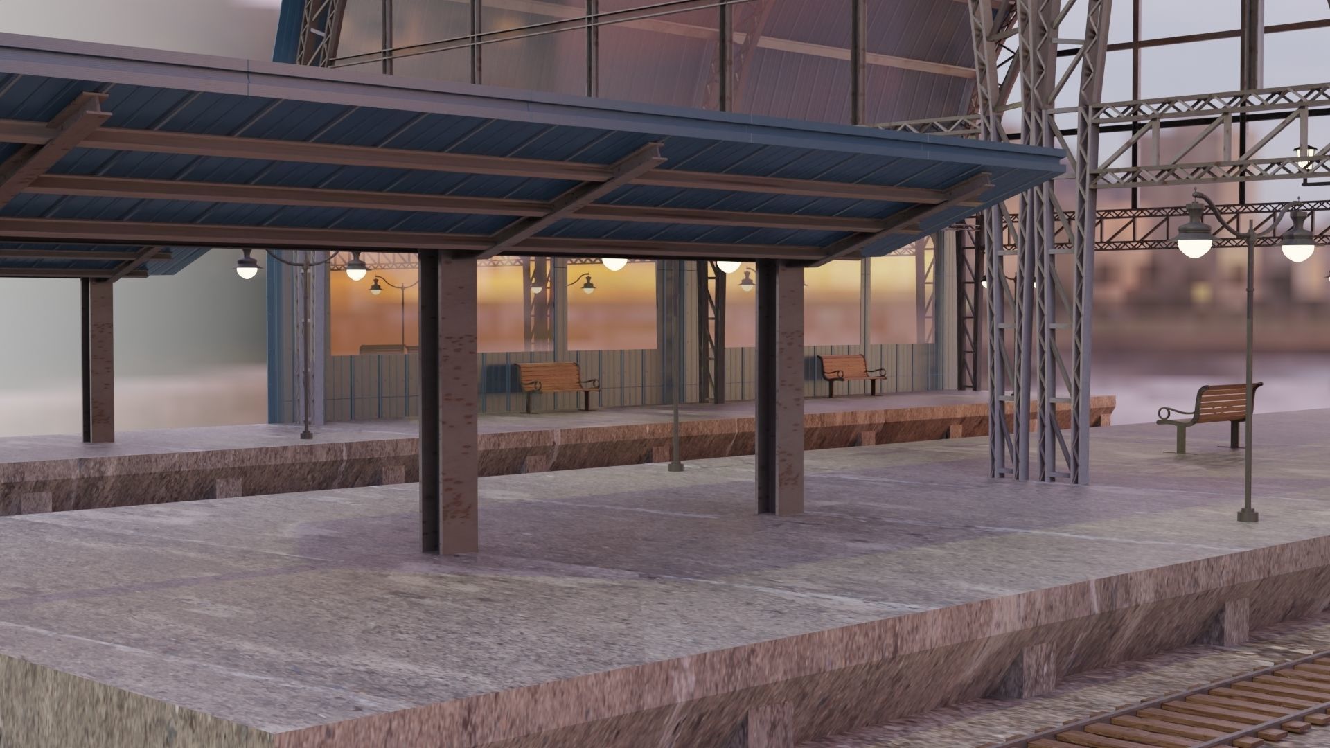 Railway Station 3D model_1