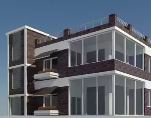 House modern with windows and balconies
