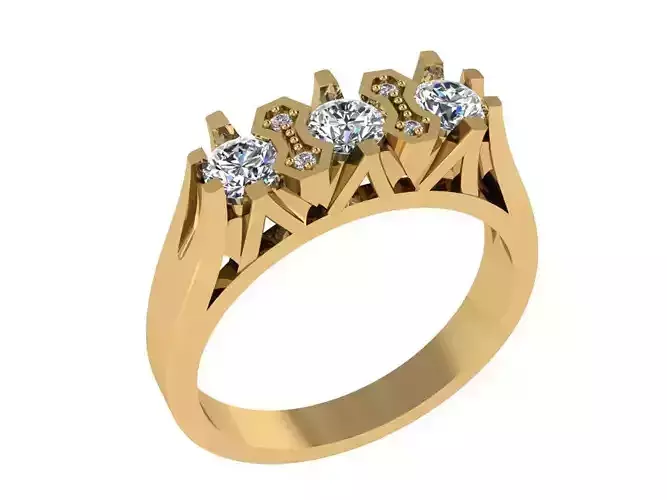 Ring375 gold diamond ring with four stones