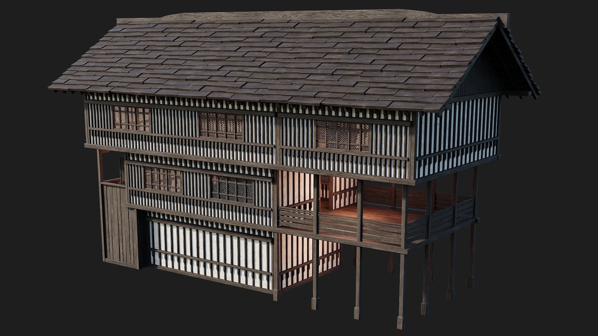 Old Medieval Building 4K Textures GameReady 111 Low-poly 3D model_12