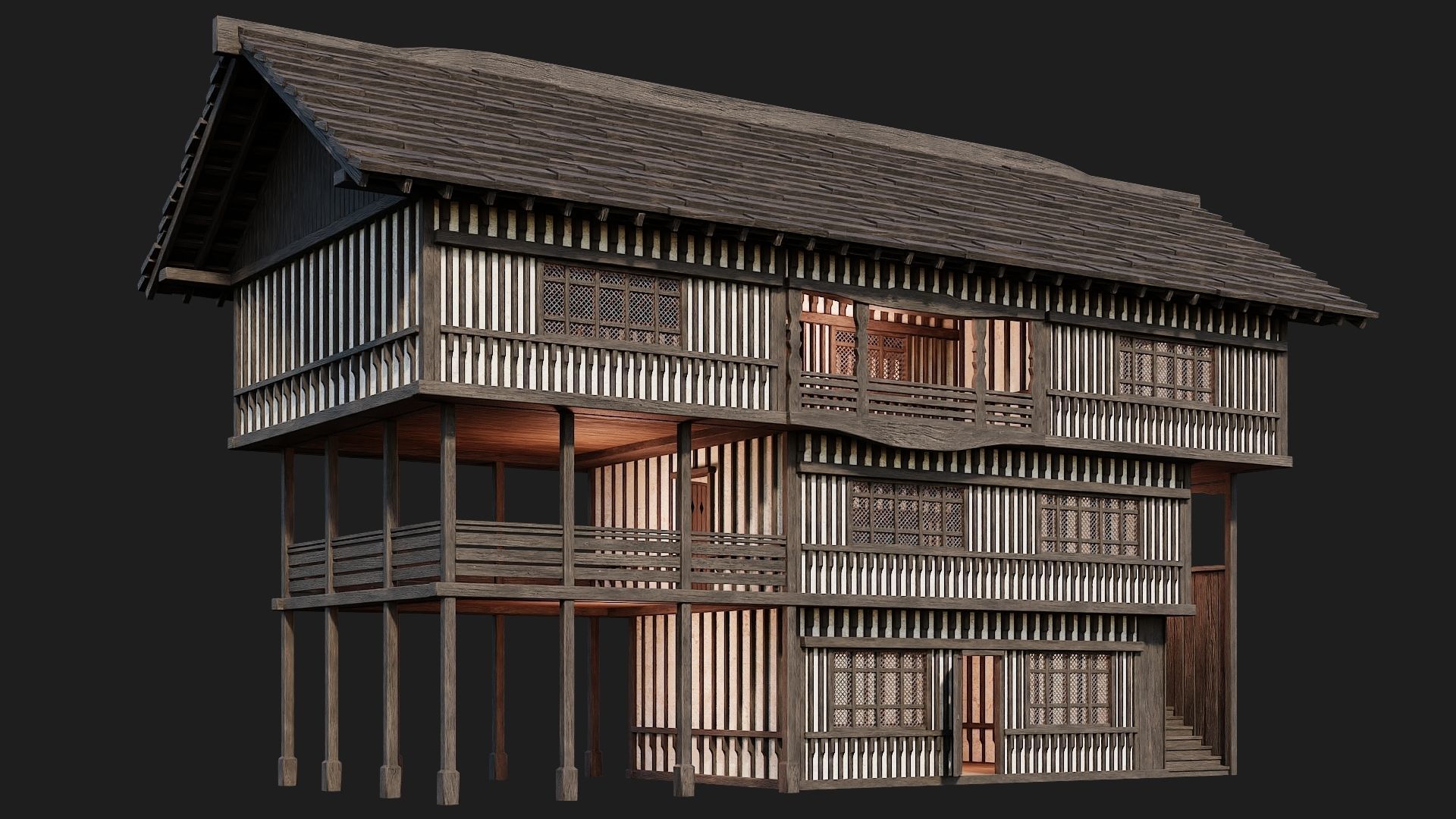 Old Medieval Building 4K Textures GameReady 111 Low-poly 3D model_9