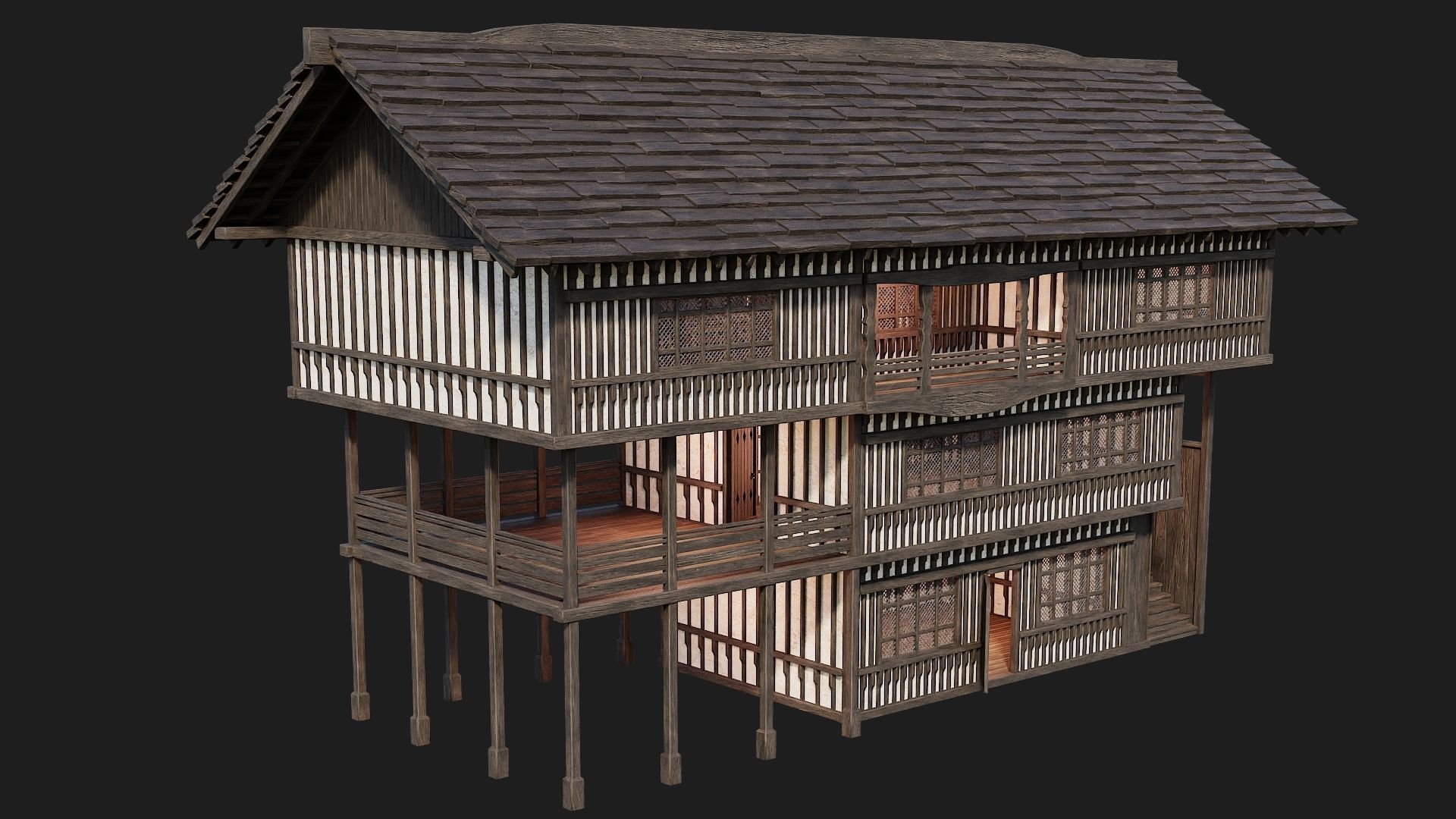 Old Medieval Building 4K Textures GameReady 111 Low-poly 3D model_2