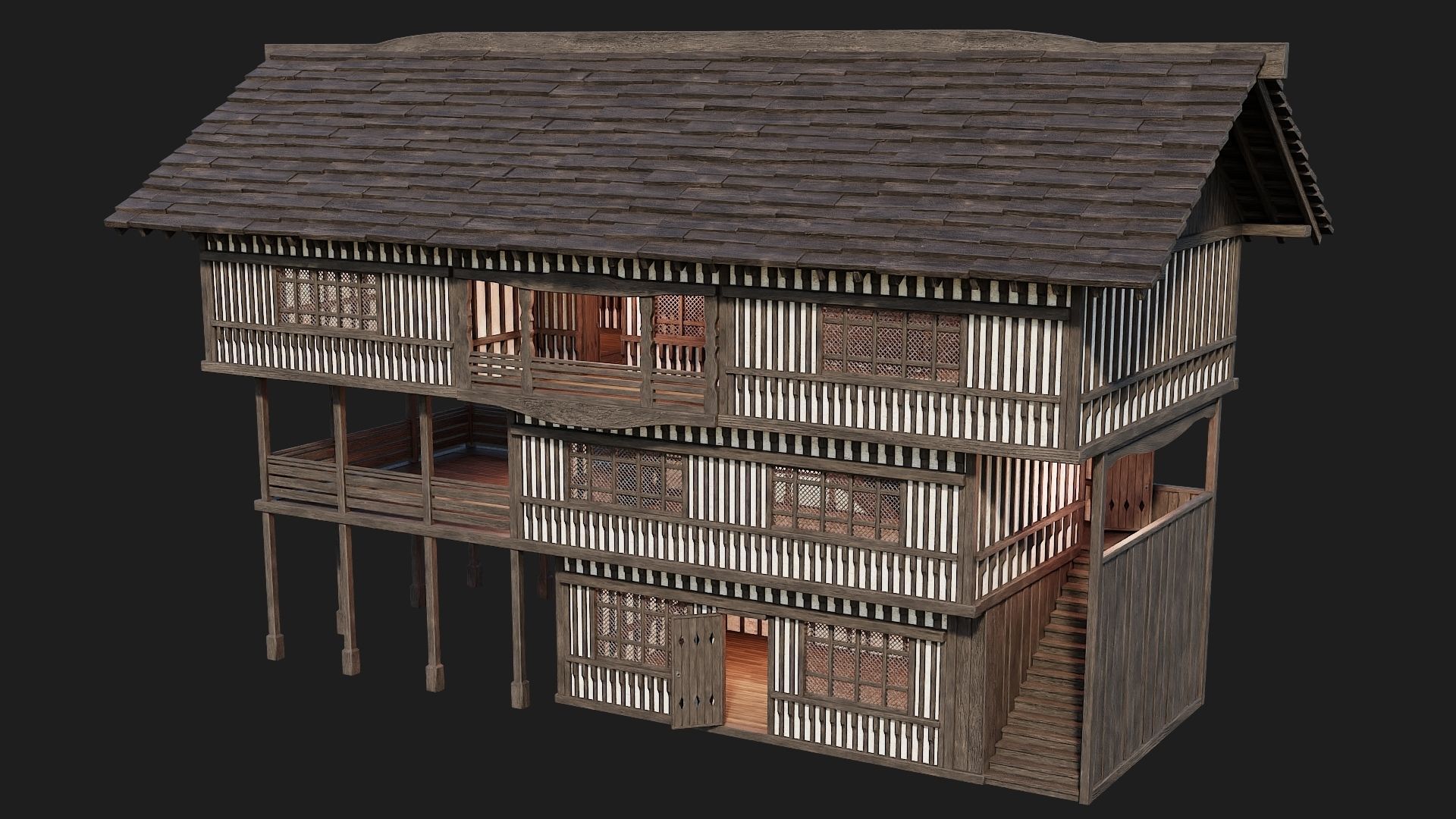 Old Medieval Building 4K Textures GameReady 111 Low-poly 3D model_10