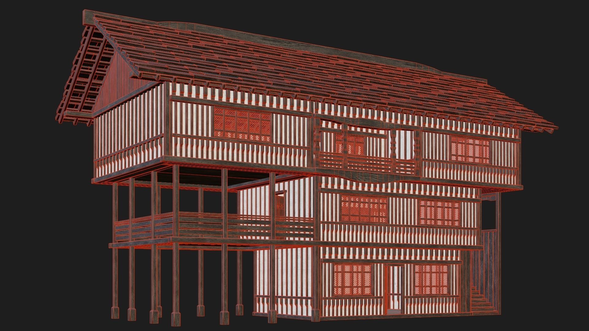 Old Medieval Building 4K Textures GameReady 111 Low-poly 3D model_6